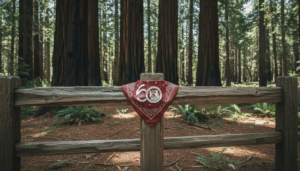 60 logo on bandana in redwoods