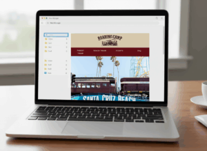 roaring camp email on laptop