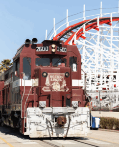 beach train at boardwalk roller coaster